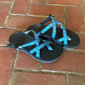 Chaco Blue Strappy Slide Sandals 6